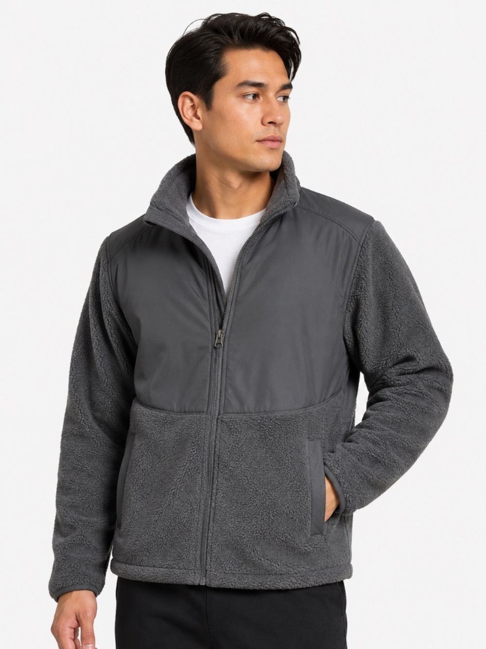 All in Motion Men's XL Full Zip Fleece Jacket Gray Outdoor Hiking Casual